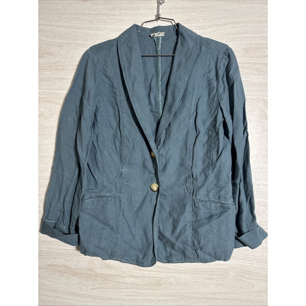 J. Jill Blue Linen Blazer 2 Button Sz Small